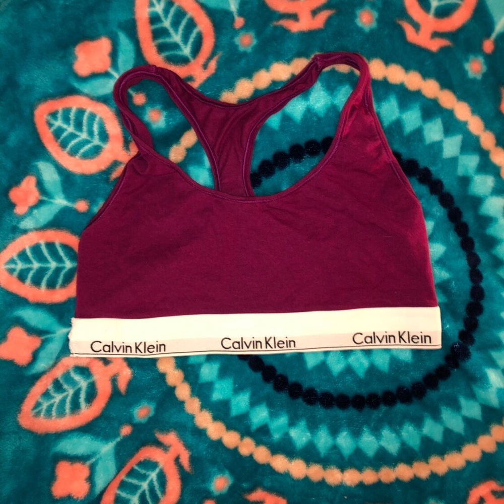 Purple Calvin Klein sports bra